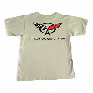Vintage Corvette Shirt Adult MEDIUM Brown Graphic Logo Classic Sports Car 90s